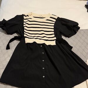 Striped Black and Cream Dress